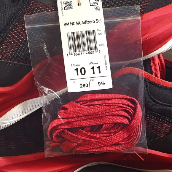 Adidas Nebraska Cornhuskers NCAA Adizero PE Black Red Shoes - Men\'s Size 10